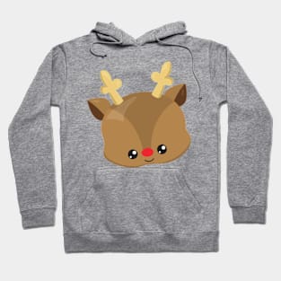 Christmas Reindeer, Antlers, Red Nose, New Year Hoodie